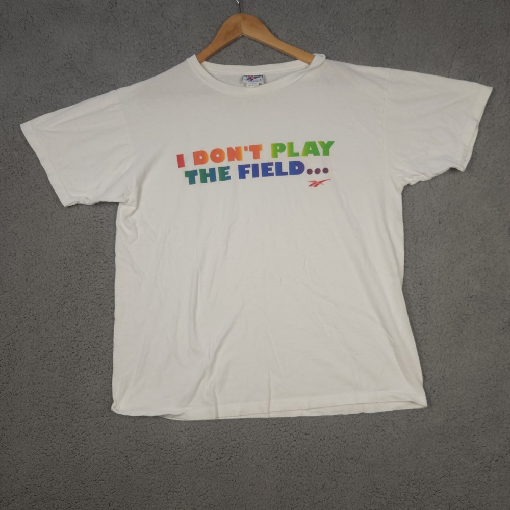 vintage reebok shirt mens large graphic shirt made in the usa 90s Y2K‎